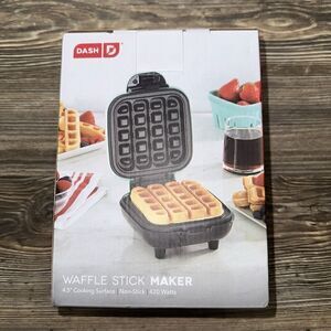 Dash Waffle "STICK" Maker Teal Aqua Non-Stick RECIPES Included NWT.